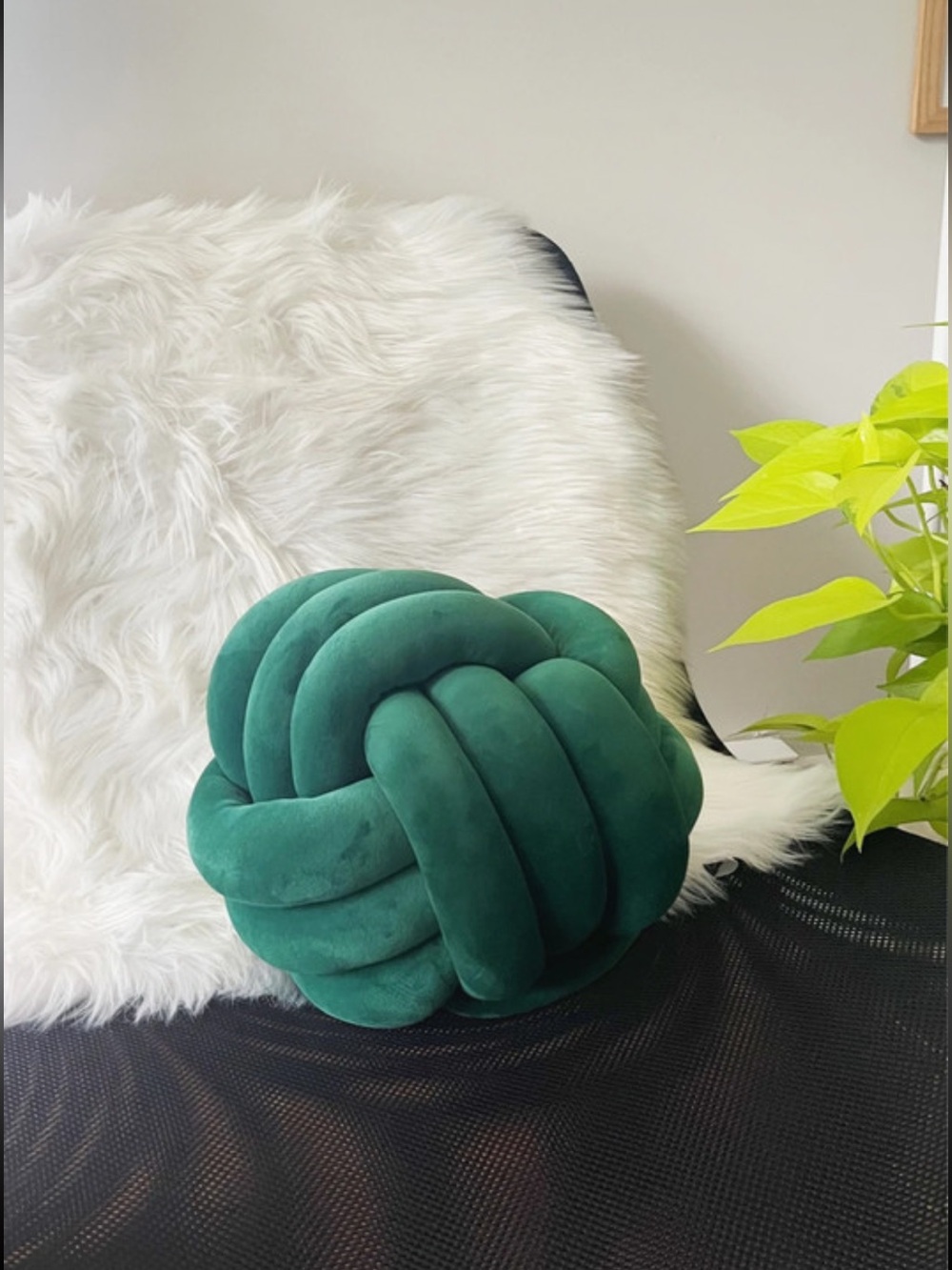 Dark Green Knot Ball Accent Pillow